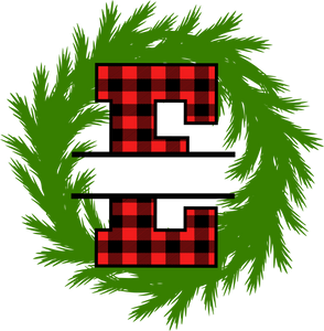 Wreath Red Plaid Monogram Split Letters